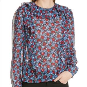 Ruffled Silk Top Blouse By Robert Rodriguez NWT